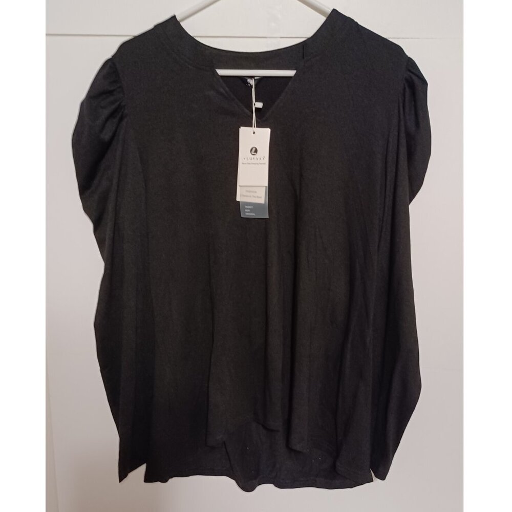 LUYAA Women's V Neck Blouse Long Sleeve Casual Workwear Loose Size XL